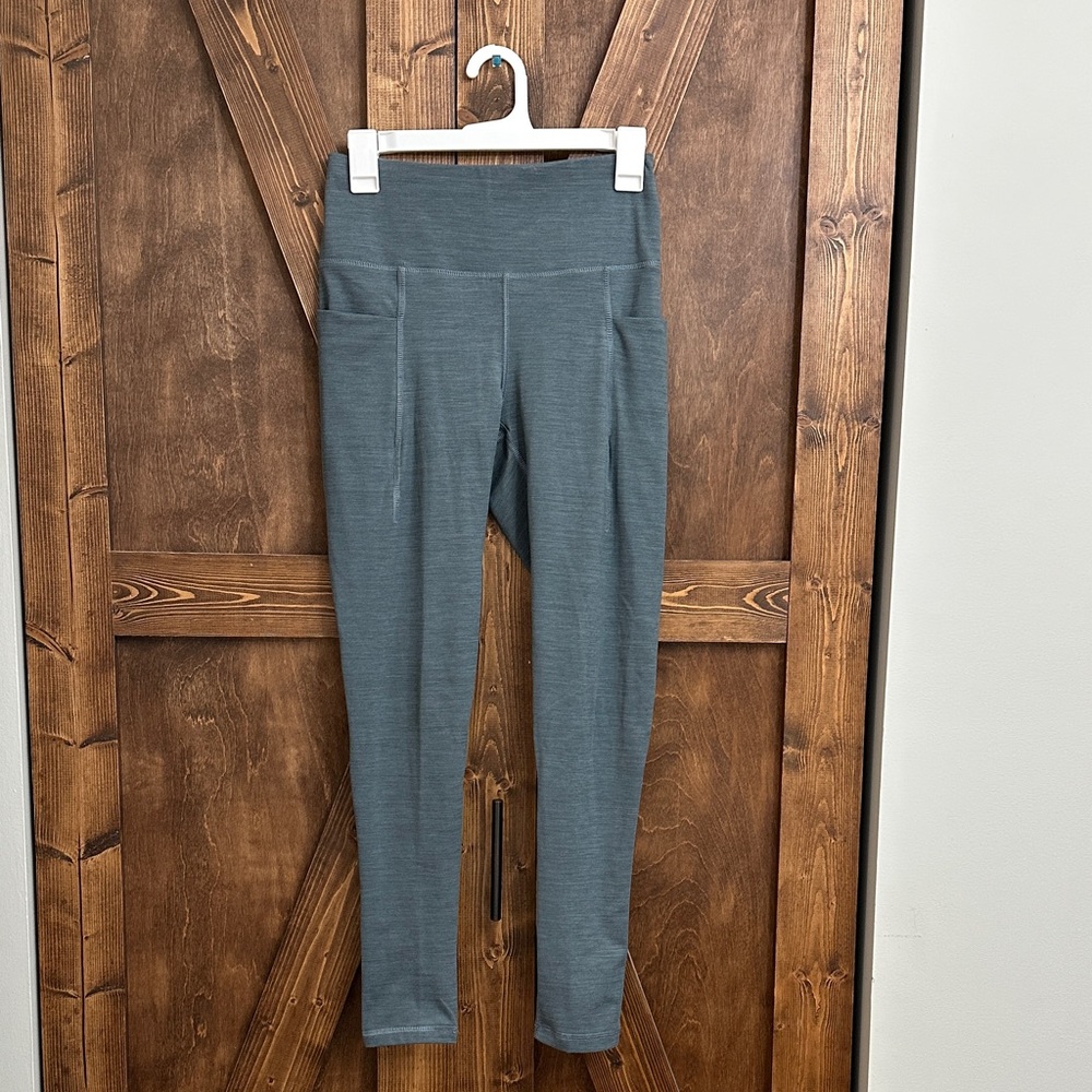 Apana Slate Gray High-Waist Leggings with Pockets